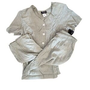 Vintage‎ Deadstock Strped Women Blouse Pant matching set - size M NEW Rayon